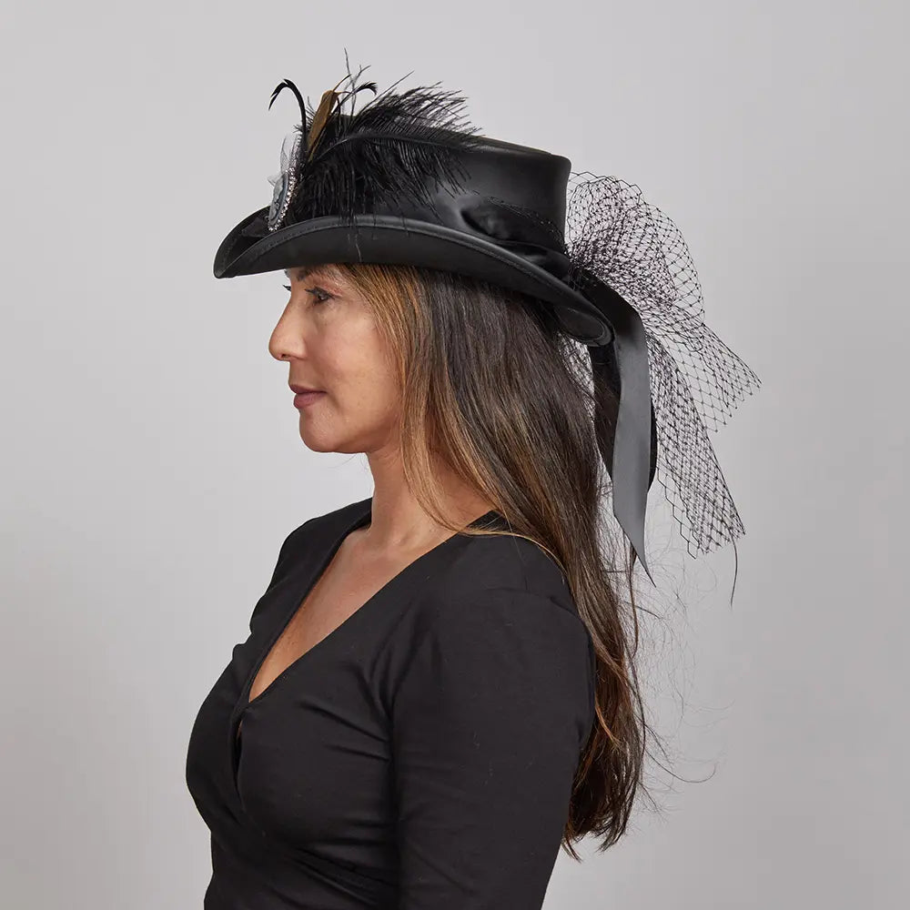 Fancy Womens Victorian Leather Top Hat American Hat Makers