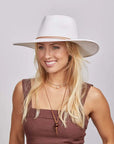 Felix | Womens White Wide Brim Straw Sun Hat