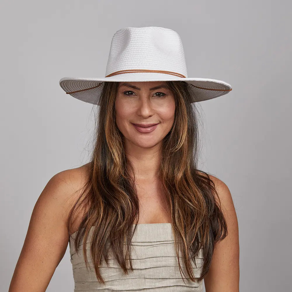 Felix | Womens White Wide Brim Straw Sun Hat – American Hat Makers