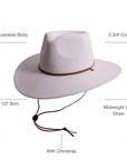 Felix White Womens Sun Hat Infographics