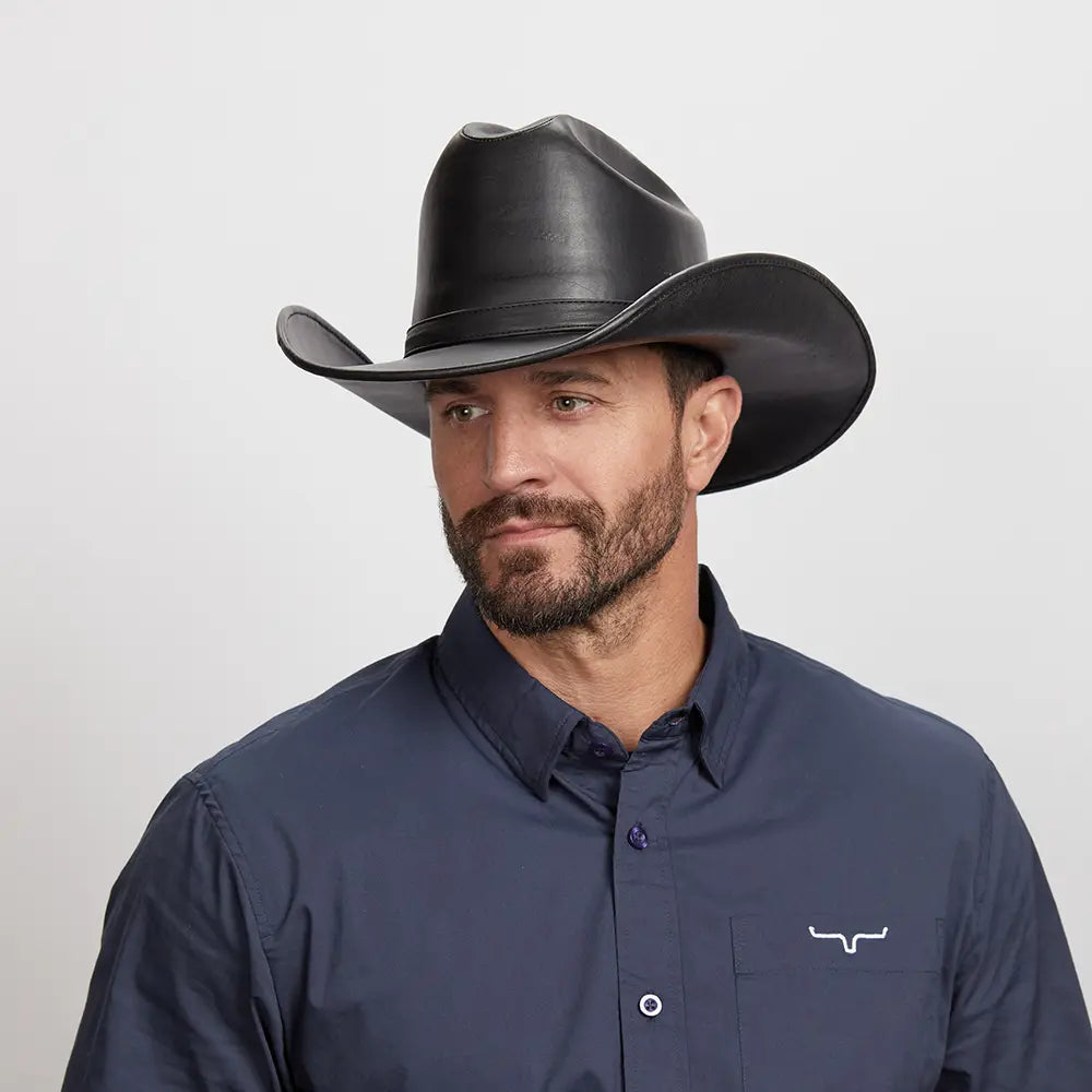 Gorge Black | Mens Cattleman Crown Leather Cowboy Hat