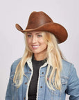 Gorge | Womens Leather Cattleman Cowgirl Hat with Leather Hat Band