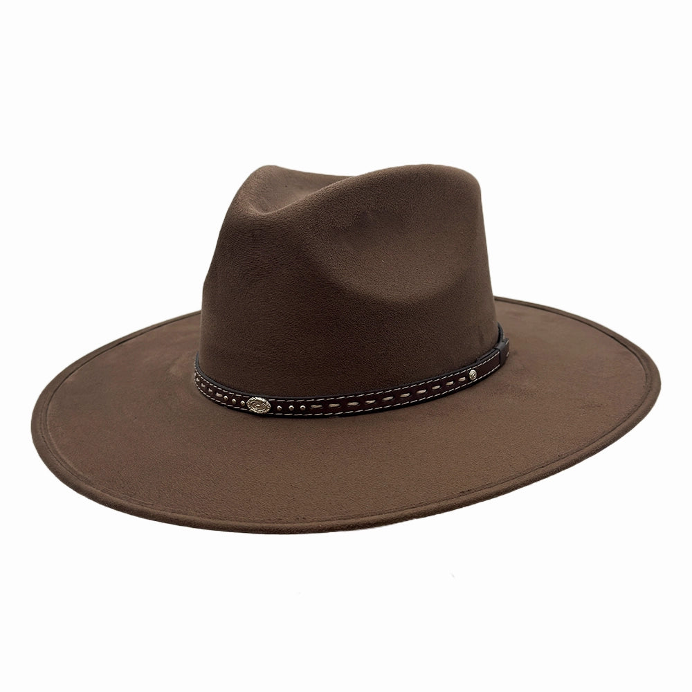 Granger | Mens Brown Faux Suede Rancher Fedora Hat  display picture 3