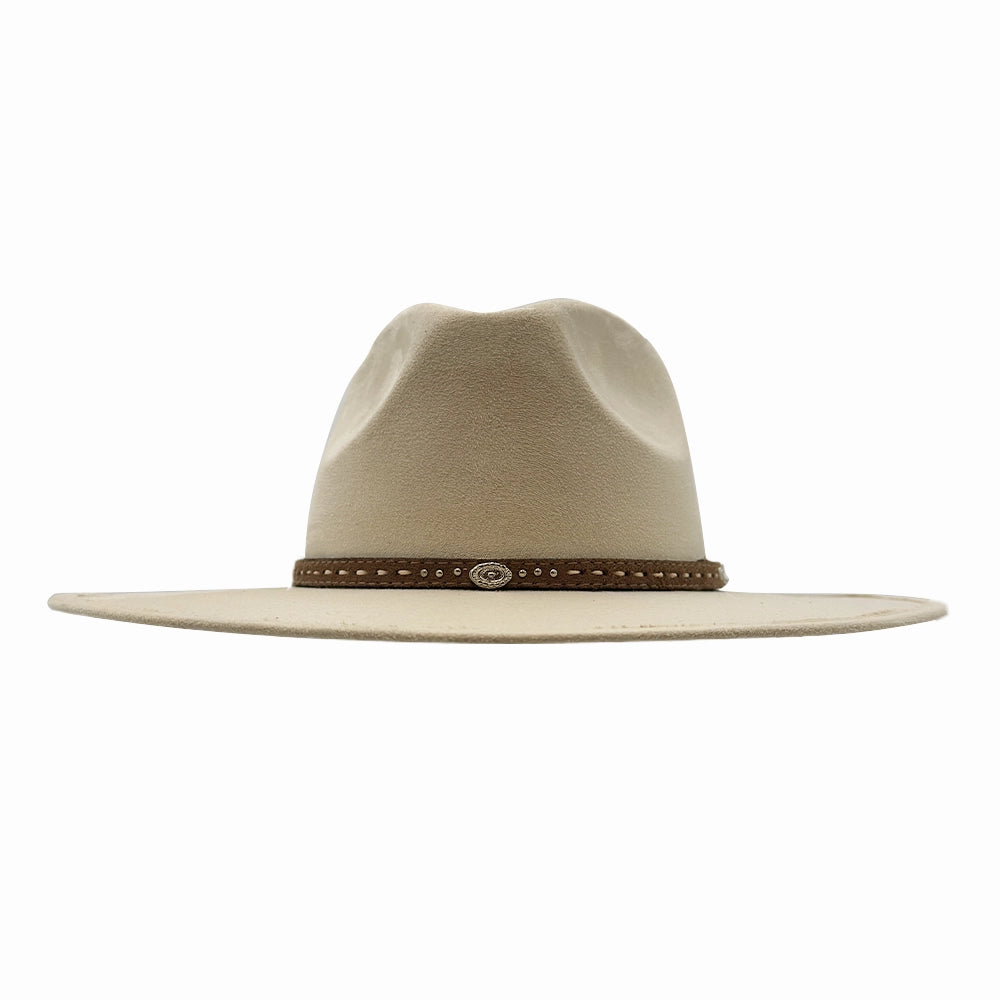 Granger | Womens Cream Faux Suede Rancher Fedora Hat  display picture 2