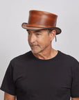 Hampton | Mens Leather Top Hat with Leather Hat Band