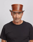 Hampton | Mens Leather Top Hat with Leather Hat Band