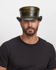 Hampton | Mens Leather Top Hat with Leather Hat Band