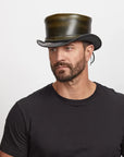 Hampton | Mens Leather Top Hat with Leather Hat Band