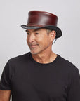 Hampton | Mens Leather Top Hat with Leather Hat Band