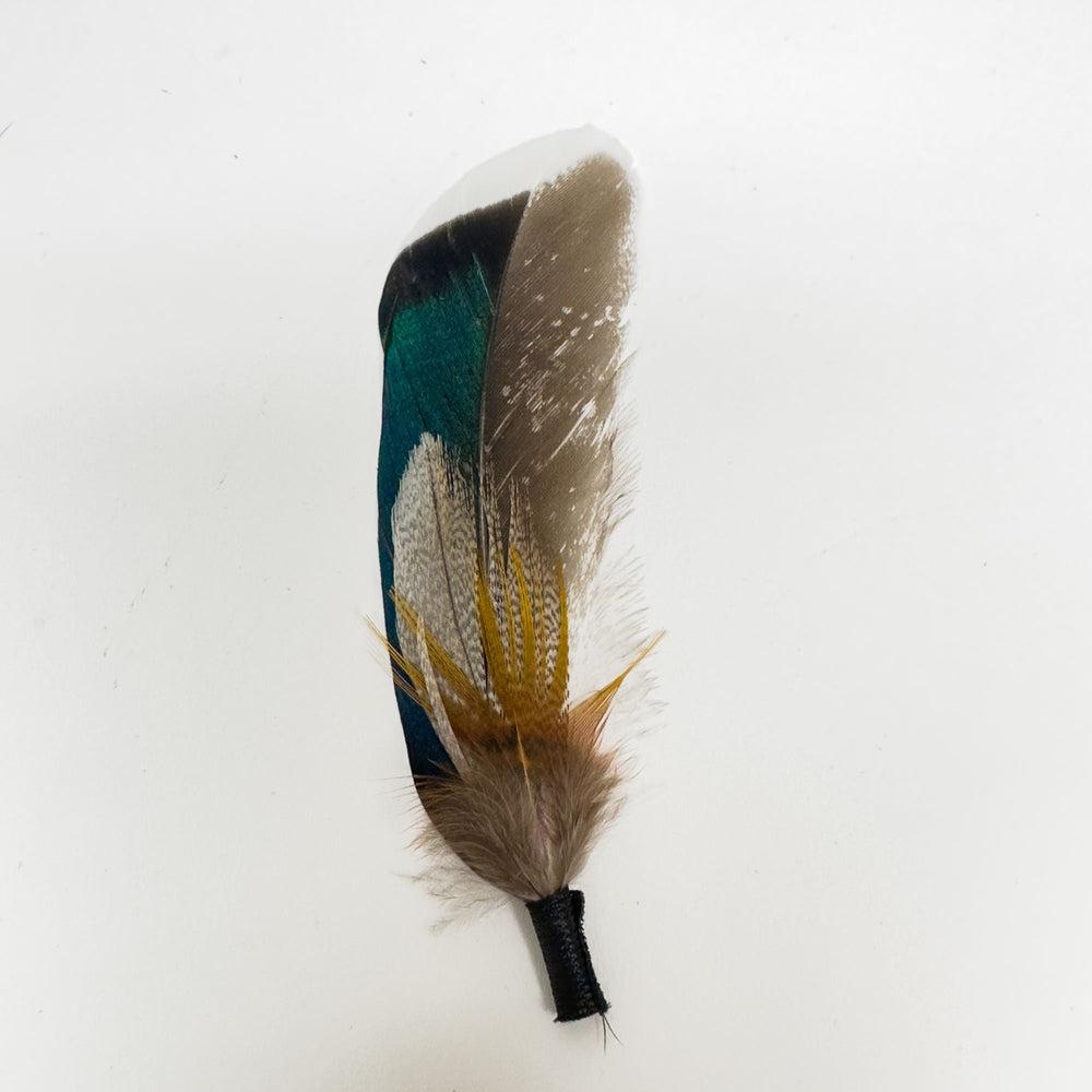 Blue Feather Hat Band Accessory Front View