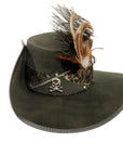 hook black suede leather top hat front view