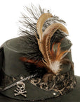 hook black suede leather top hat close up view
