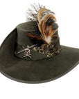 hook black suede leather top hat front angled view
