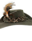 hook black suede leather top hat side view