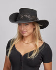 Hook | Womens Black Suede Leather Cavalier Hat