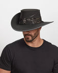 Hook | Mens Black Suede Leather Cavalier Hat