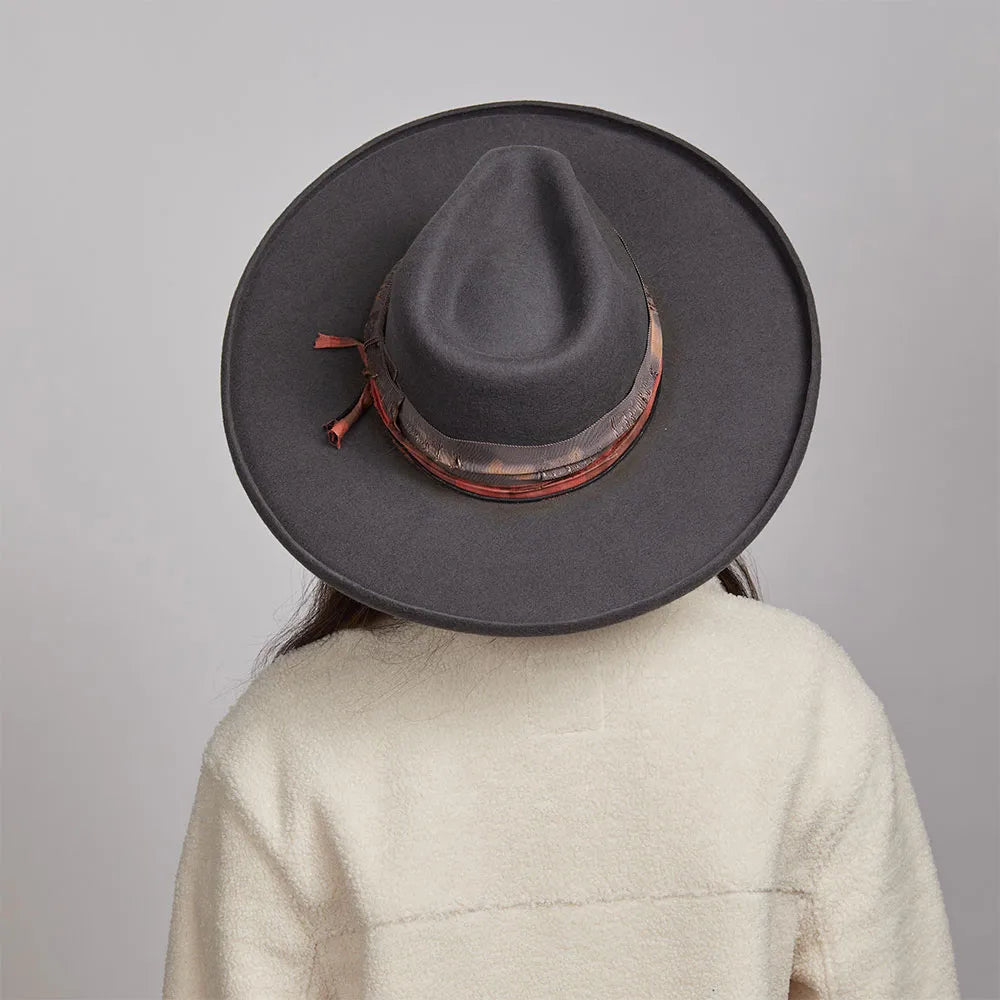 Hutton | Womens Wide Brim Felt Fedora Hat