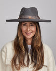 Hutton | Womens Wide Brim Felt Fedora Hat