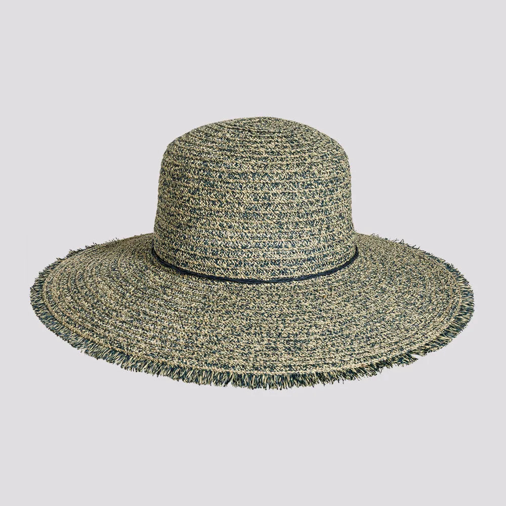 Joy | Womens Sewn Paper Braid Sun Hat with Fringe Edge – American