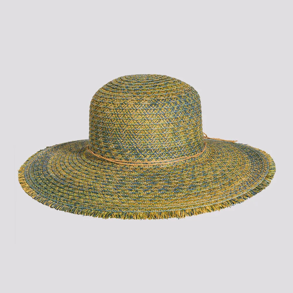 Joy | Womens Sewn Paper Braid Sun Hat with Fringe Edge – American