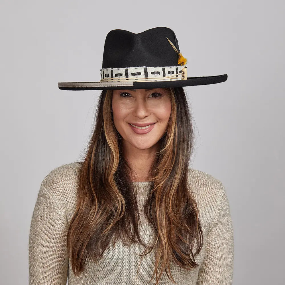 Black felt hat womens sales