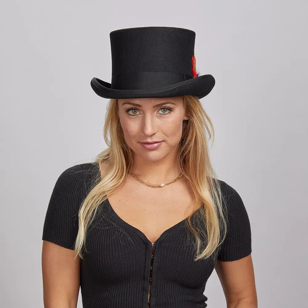 Majestic Womens Wool Top Hat with Carriage Hat Band – American