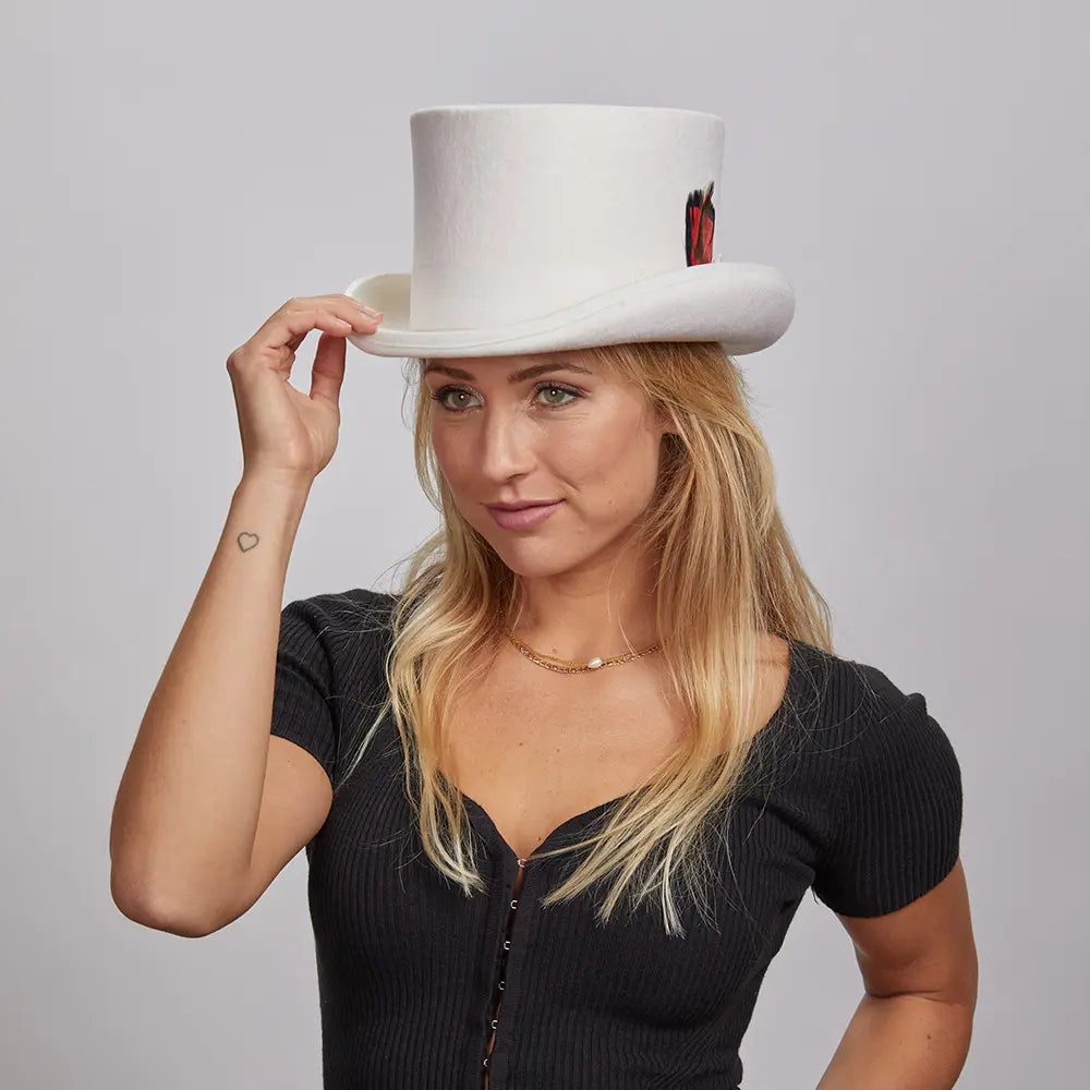Majestic | Womens Wool Top Hat with Carriage Hat Band