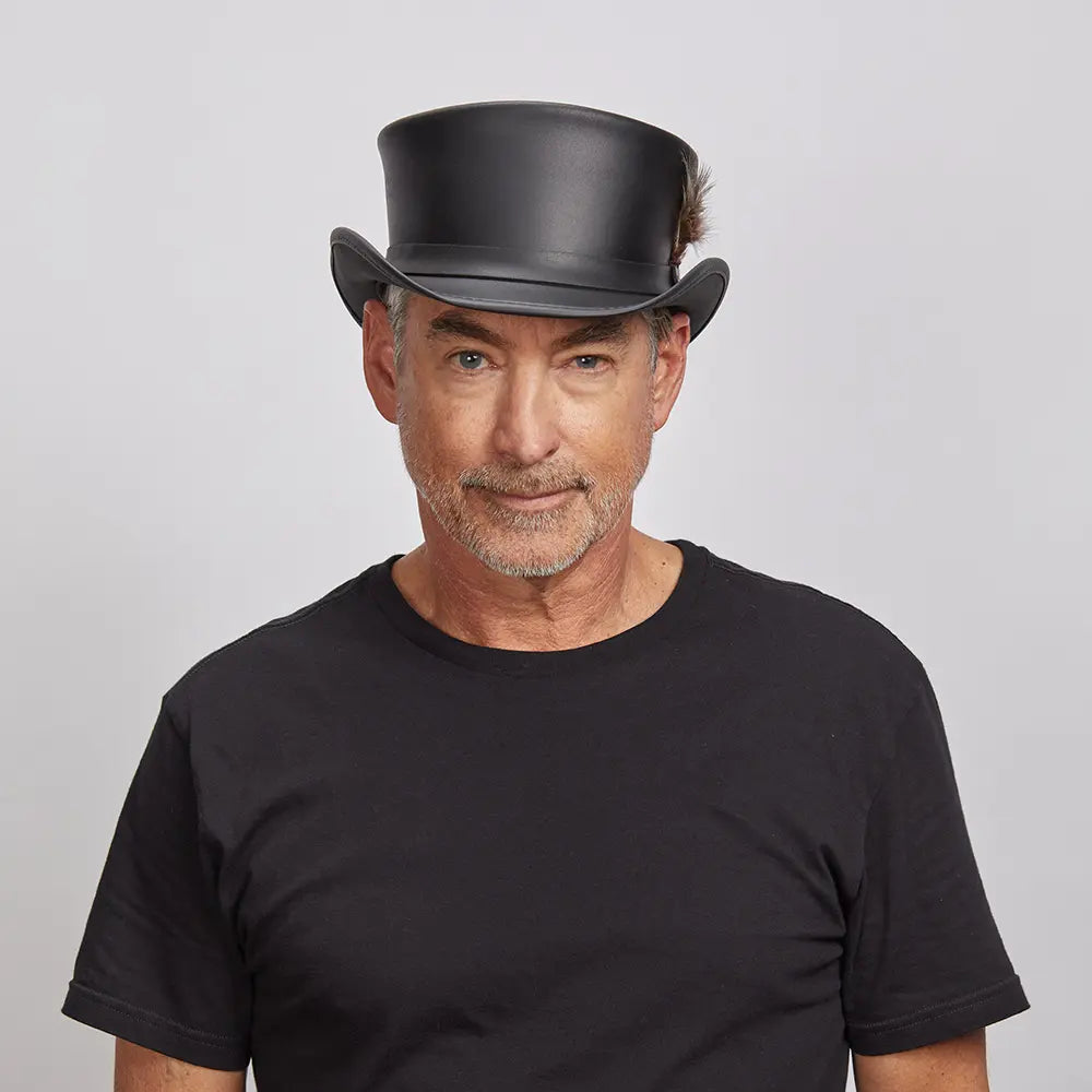 Marlow LT | Mens Leather Top Hat with LT Hat Band