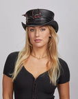 Marlow Lil Evil | Womens Leather Top Hat with Lil Evil Hat Band