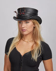 Marlow Lil Evil | Womens Leather Top Hat with Lil Evil Hat Band