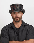 Marlow Lil Evil | Mens Leather Top Hat with Lil Evil Hat Band