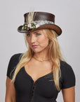 Marlow True Love | Womens Leather Top Hat with True Love Hat Band
