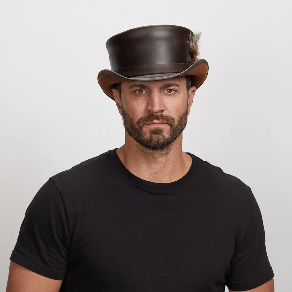 Marlow LT | Mens Leather Top Hat with LT Hat Band