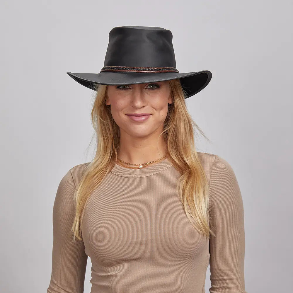 Midnight Rider | Womens Leather Outback Hat