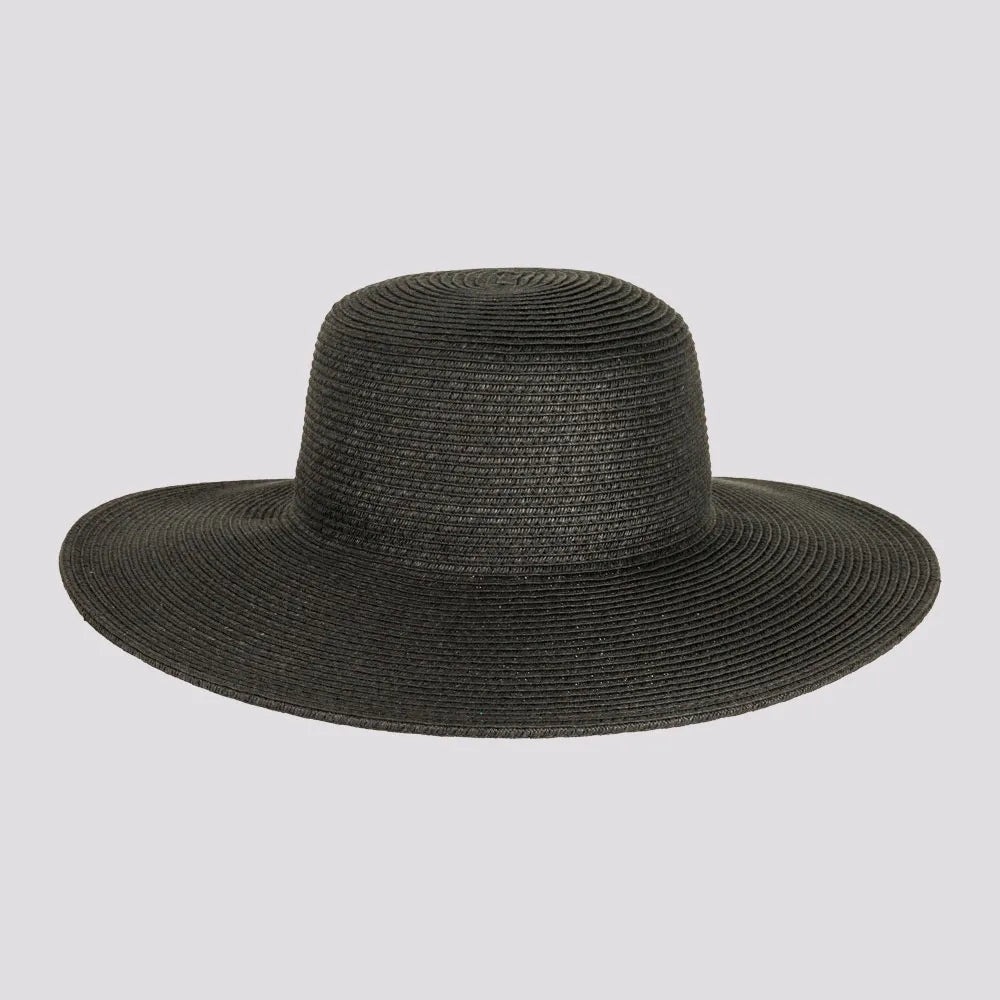 Mynah | Womens Black Mix Paper Braid Round Crown Straw Sun Hat