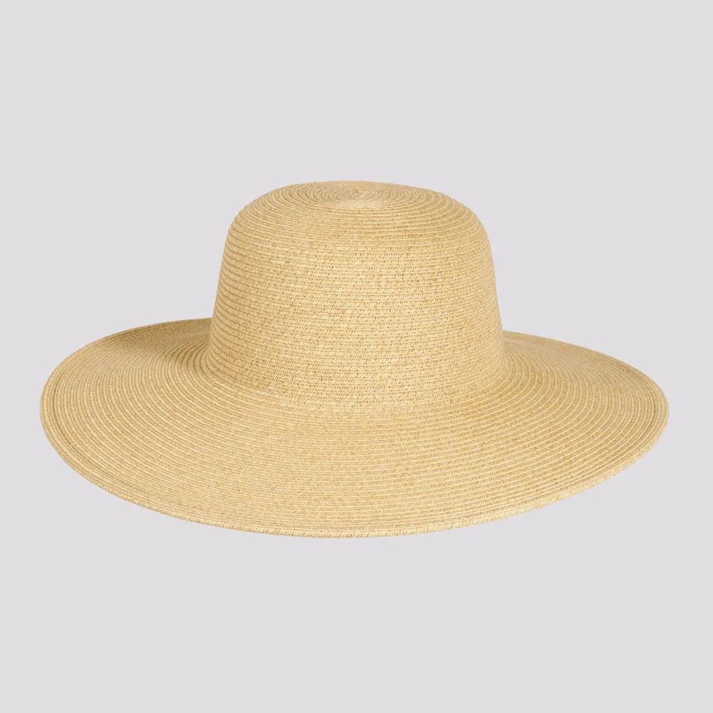 Mynah Womens Mix Paper Braid Round Crown Straw Sun Hat