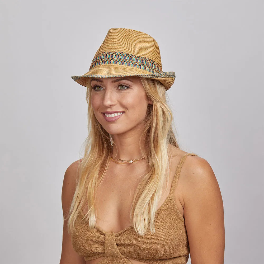 Naples | Womens Vented Braid Straw Fedora Hat