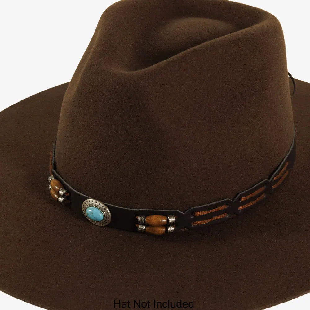 Brown Western Suede Hat with Turquoise Bead Band Amazon.com: Women Men Vintage Western Cowboy Hats - PU  main image 3