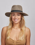 Nero | Womens Two-Tone Woven Straw Fedora Hat