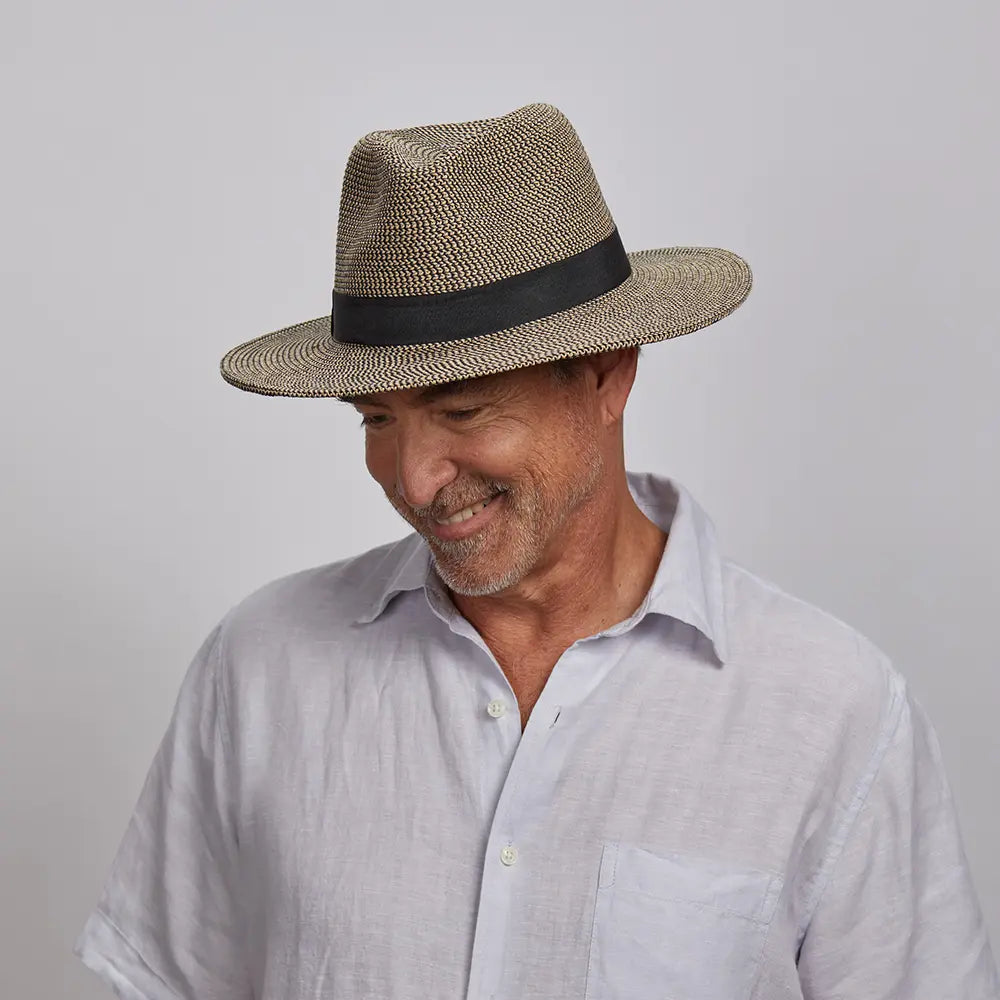 Nero | Mens Two-Tone Woven Straw Fedora Hat