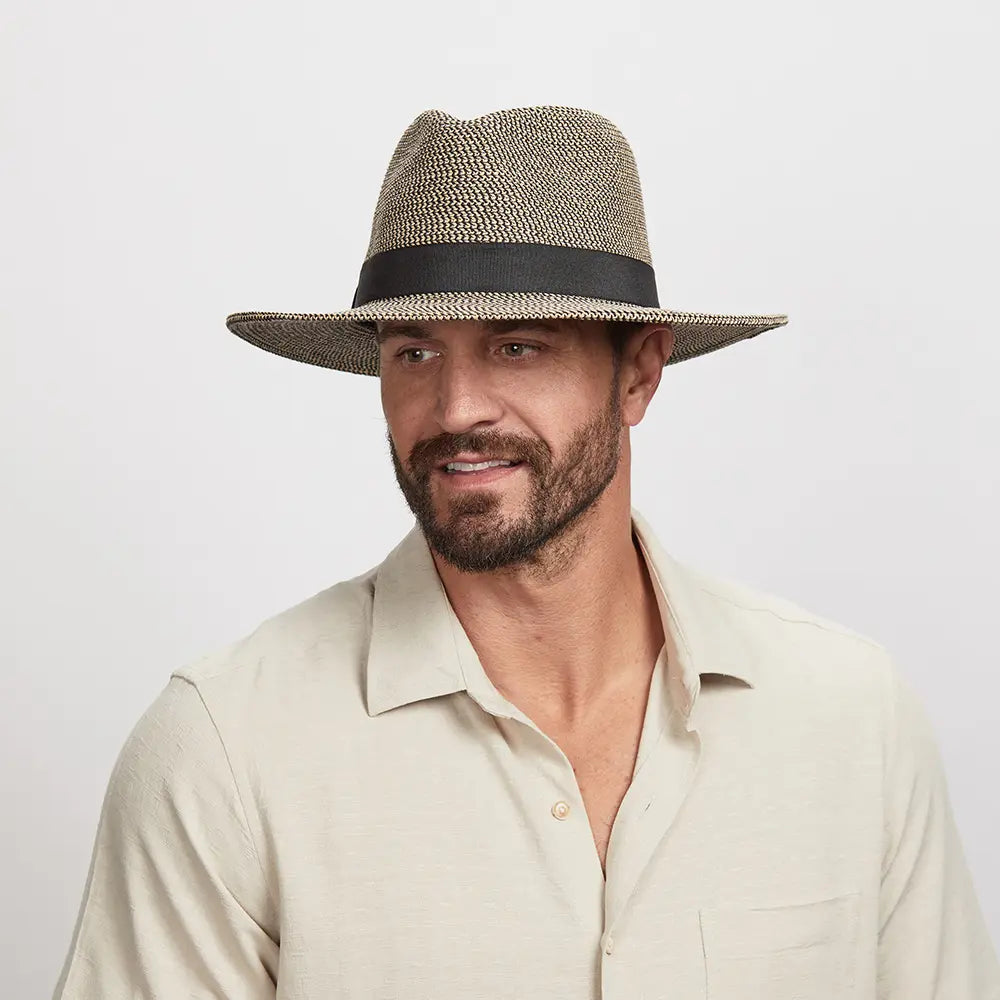 Nero | Mens Two-Tone Woven Straw Fedora Hat