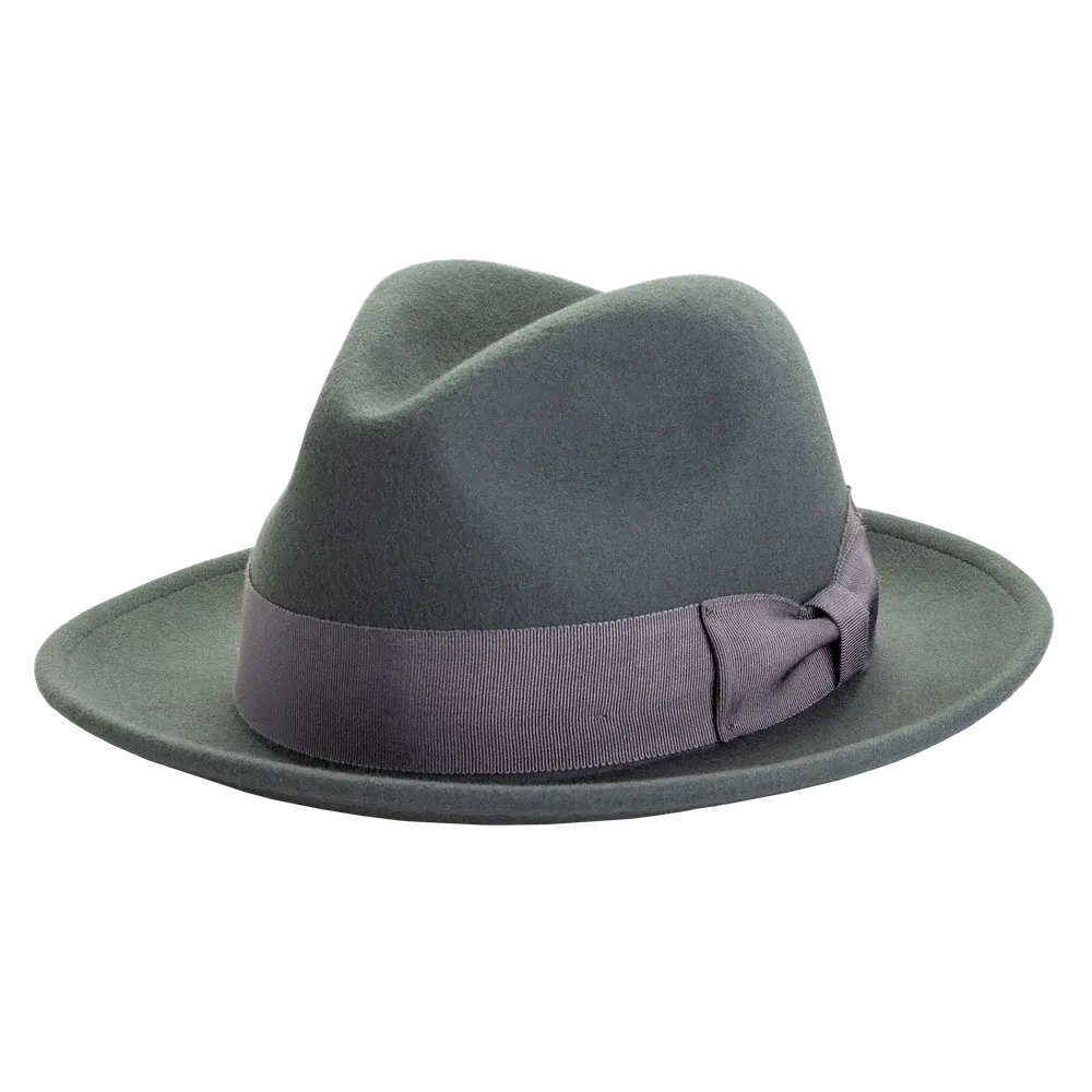 Pablo | Mens Gray Wool Felt Pinch Front Fedora Hat  display picture 1