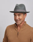 Pablo Grey Felt Fedora Hat Mens Front Side View