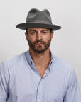 Pablo Grey Felt Fedora Hat Mens Front View