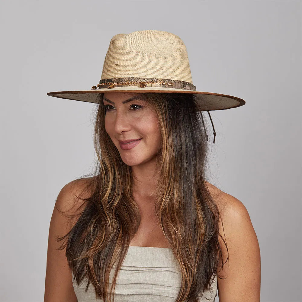 Python | Womens Wide Brim Palm Straw Sun Hat