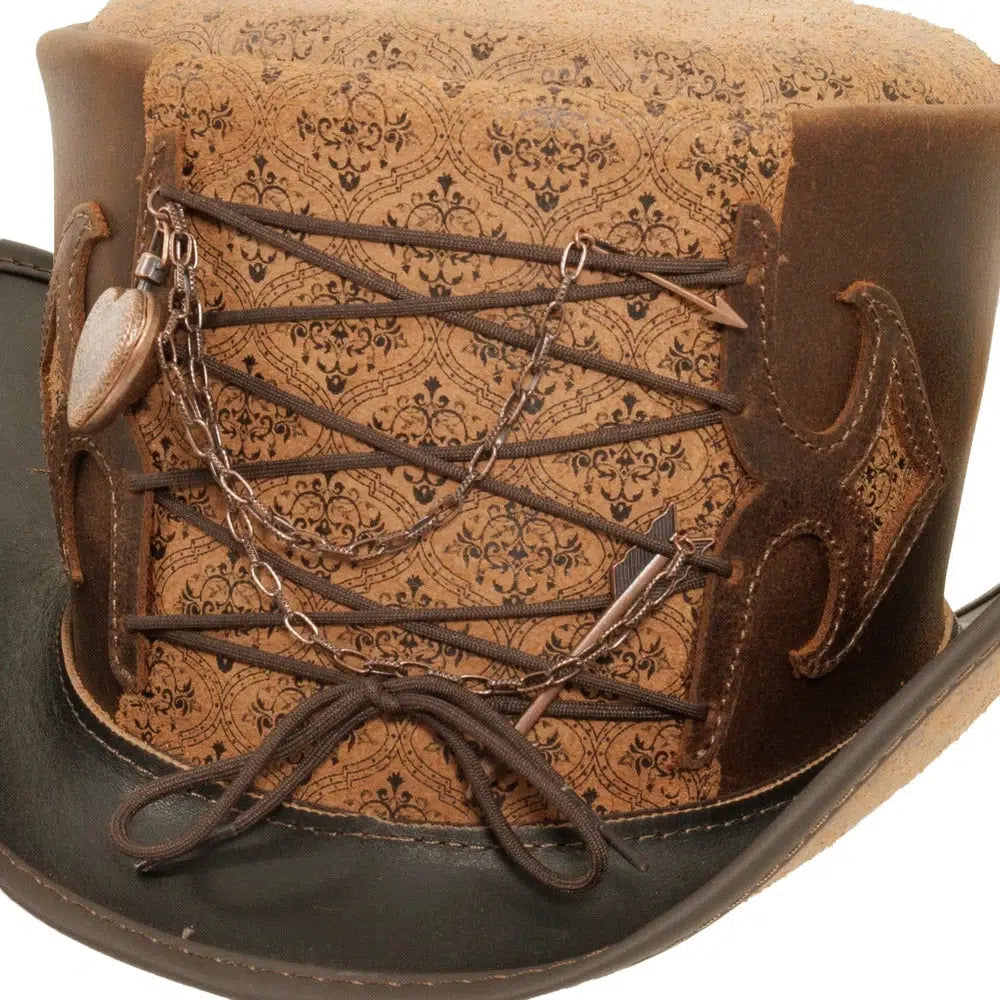 quest top hat leather close up view