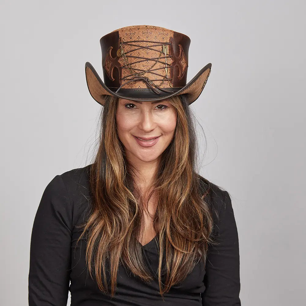 Quest | Womens Brown Leather Top Hat
