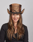 Quest | Womens Brown Leather Top Hat