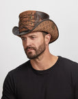 Man wearing a brown Quest leather hat