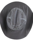 rain and dust hat cover by american hat makers on a black hat bottom view